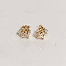 Load image into Gallery viewer, Gold Wire Wrapped Herkimer Diamond Studs