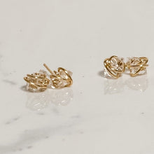 Load image into Gallery viewer, Gold Wire Wrapped Herkimer Diamond Studs
