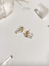 Load image into Gallery viewer, Quartz Gold Wire Wrapped Stud